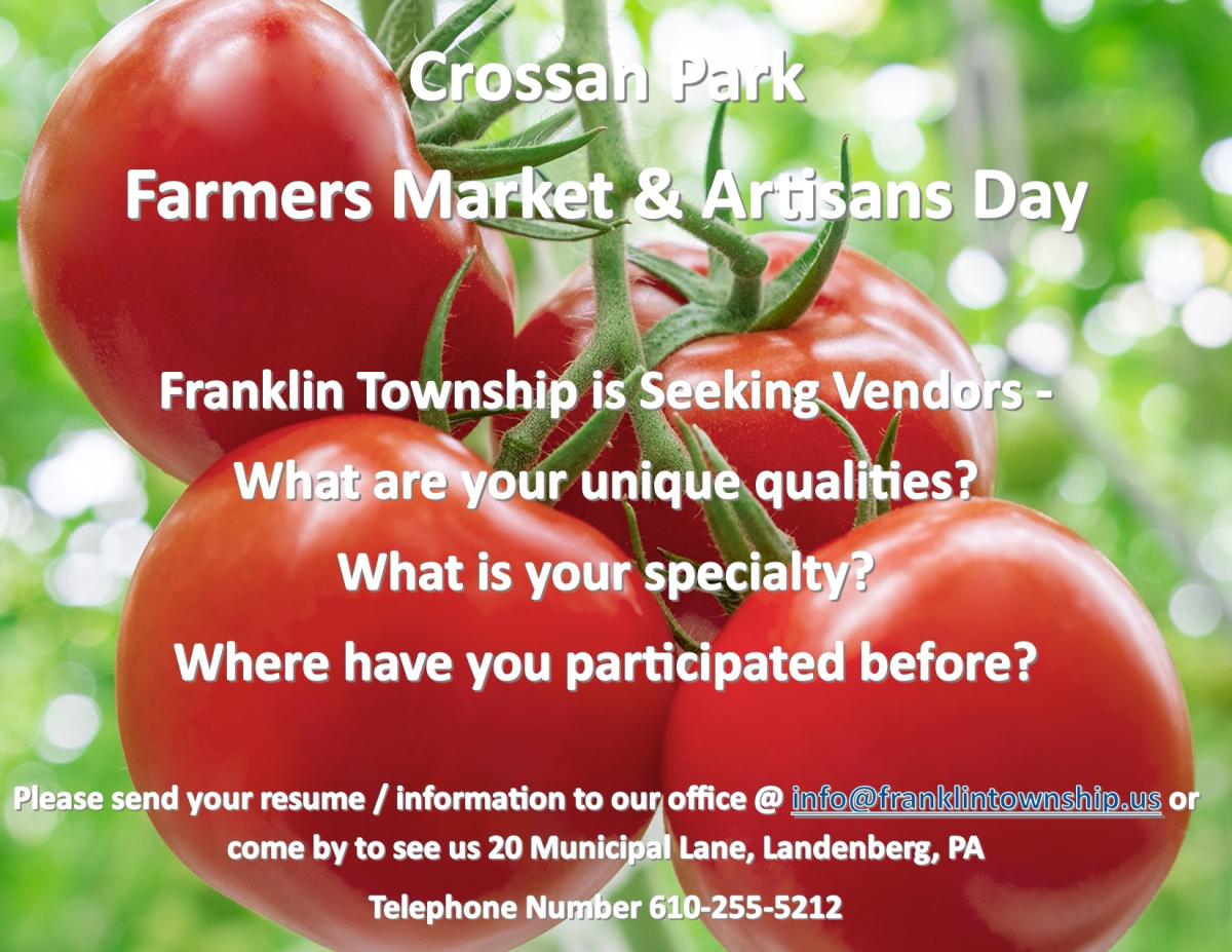 Crossan Park Farmers Market &amp; Artisan's Day - Are you a vendor?