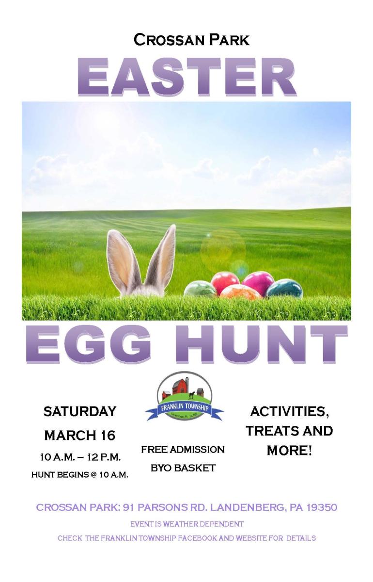 Crossan Park Easter Egg Hunt - Sponsored by Franklin Township