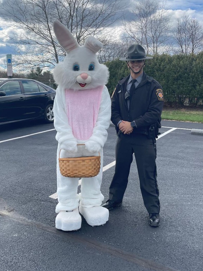 Easter Bunny with Pennsylvania's Finest - Avondale State Police Trooper
