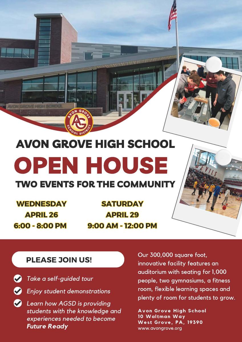 Avon Grove New High School Open House 4/26 &amp; 4/29