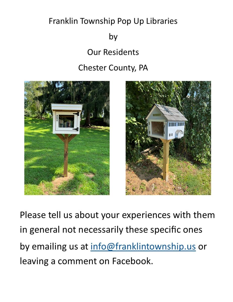 Pop Up Libraries Created by Franklin Township Residents
