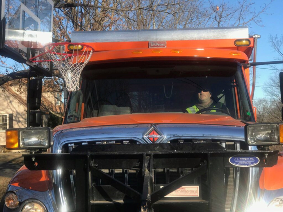 Snow Plow Truck and Basketball Hoop